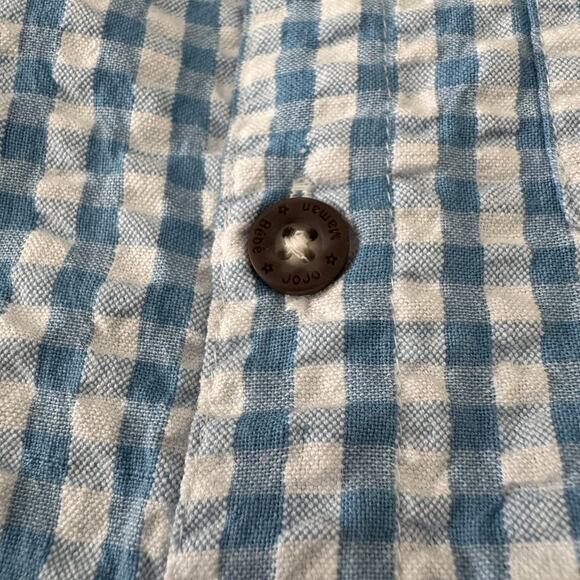 Jojo Maman Bebe Light Blue Short Sleeve Gingham Shirt - Size 3-6 months - Picture 2 of 6